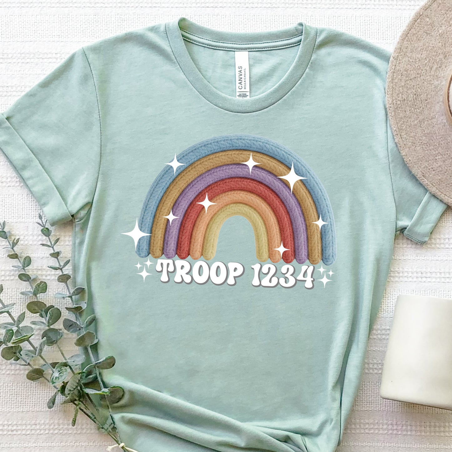 Rainbow With Stars Yarn DTF Print