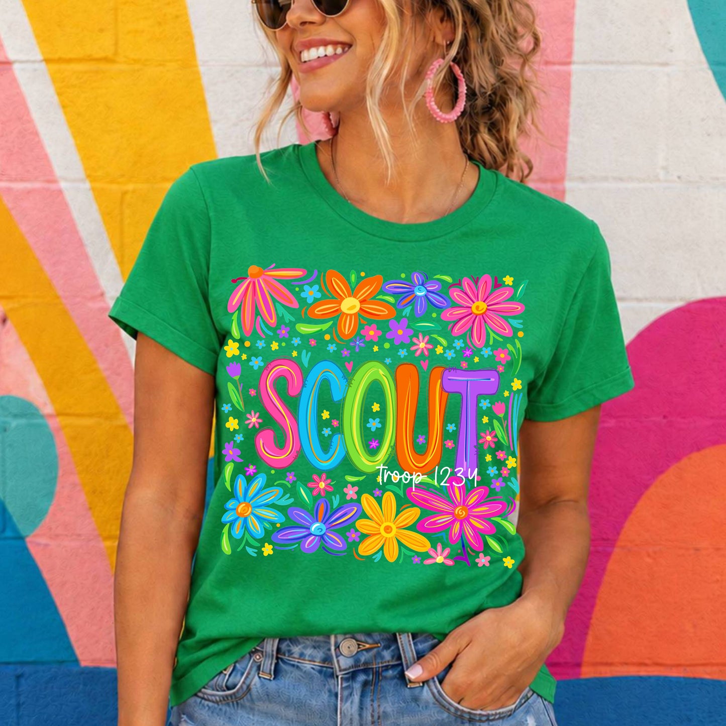 Bright Floral Scout Troop DTF Print