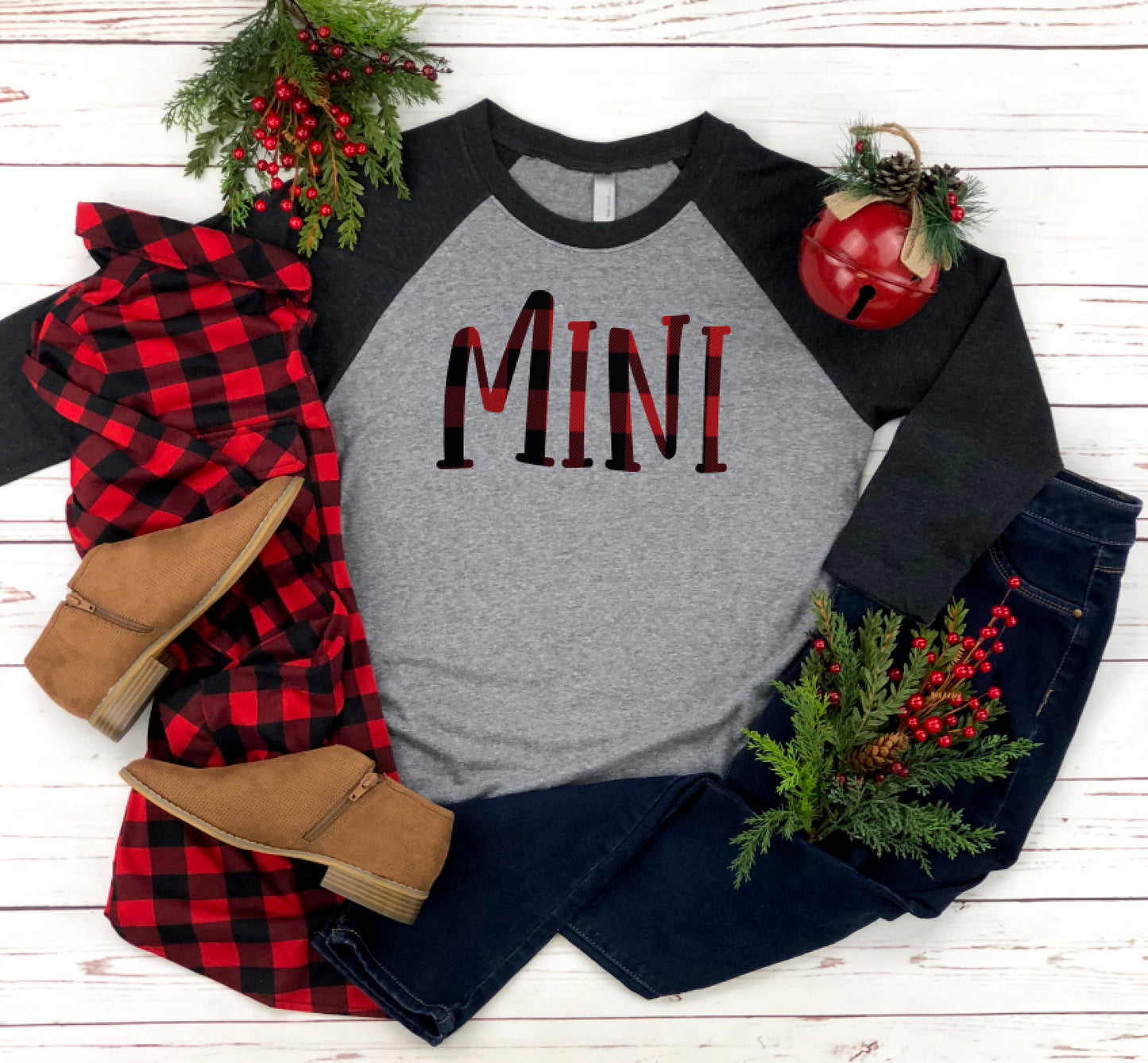 Buffalo Plaid Coordinating Family Christmas Raglan Shirts / Buffalo Plaid Family Shirts / Raglan Family Shirts / Family Christmas Shirts