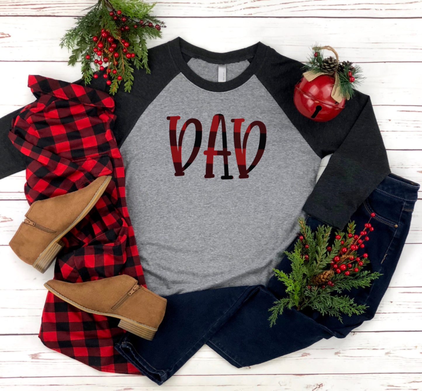 Buffalo Plaid Coordinating Family Christmas Raglan Shirts / Buffalo Plaid Family Shirts / Raglan Family Shirts / Family Christmas Shirts