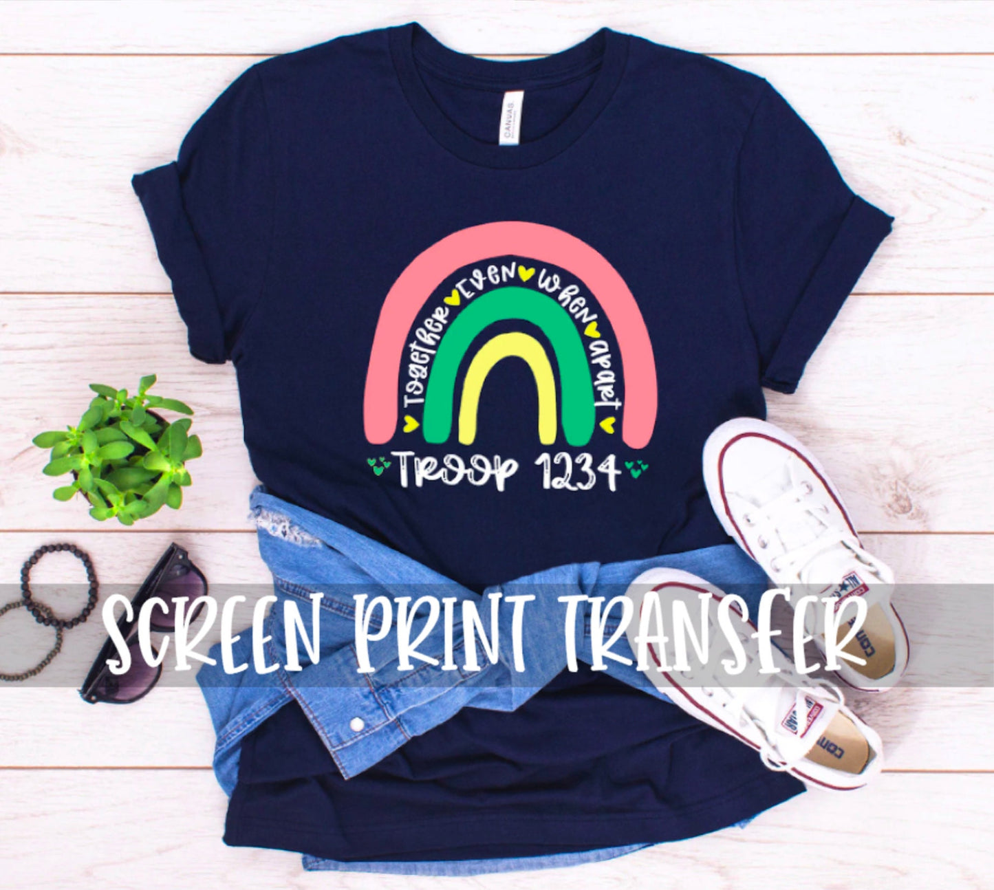 Rainbow Together Even When Apart Screen Print Transfer Ready To Press / Rainbow Screenprint Ready To Press / Scout Troop Screenprint