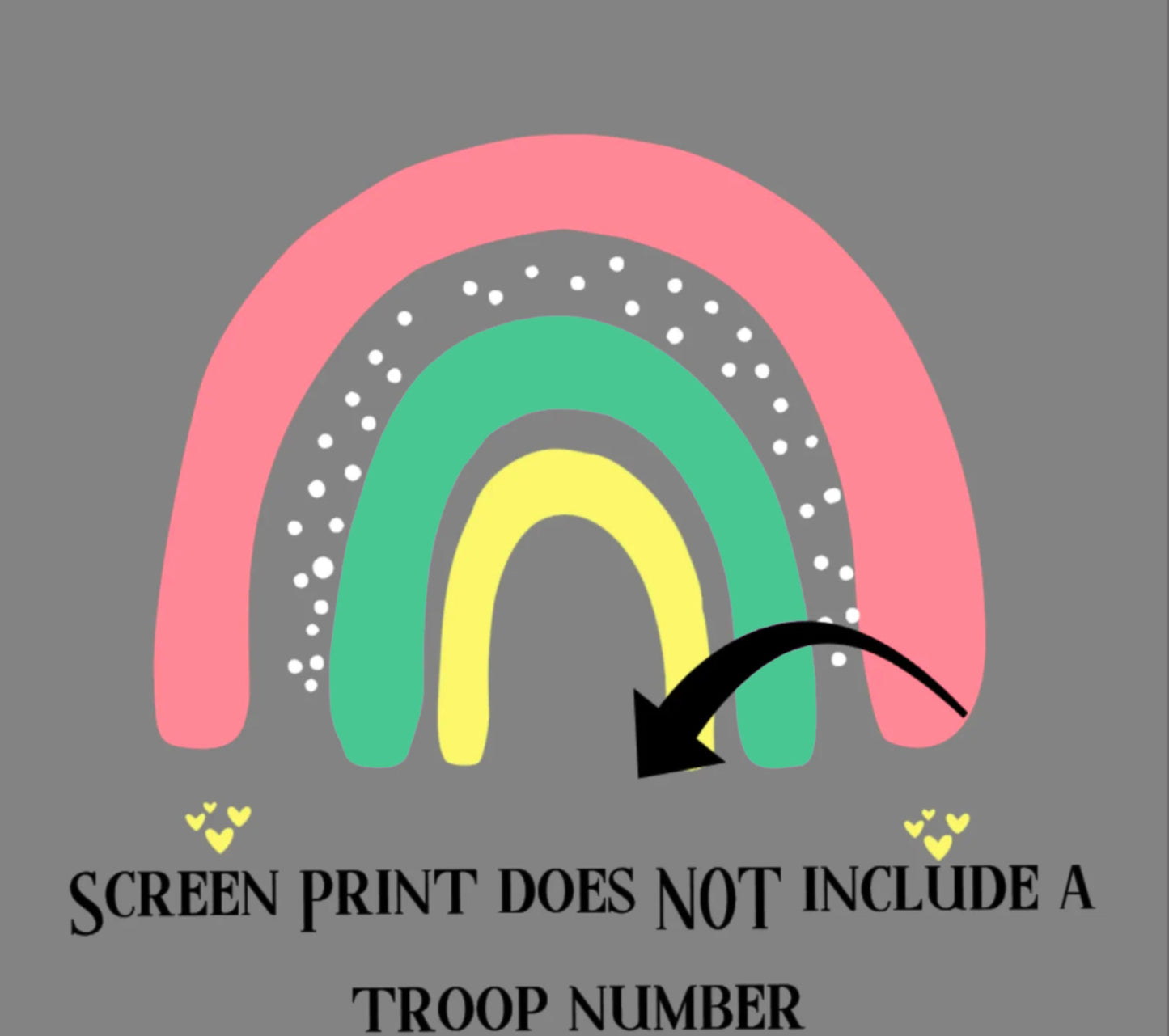 Rainbow With Dots (2) Screen Print Transfer Ready To Press / Rainbow With Dots Screenprint Ready To Press / Scout Troop Screenprint