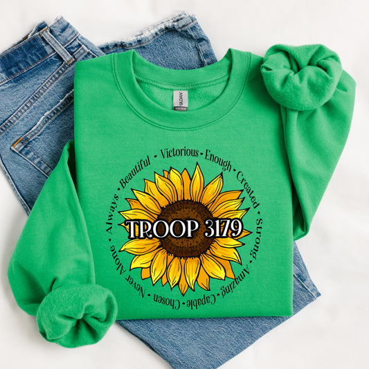 Flower Adjective Circle DTF Print - Troop 3179