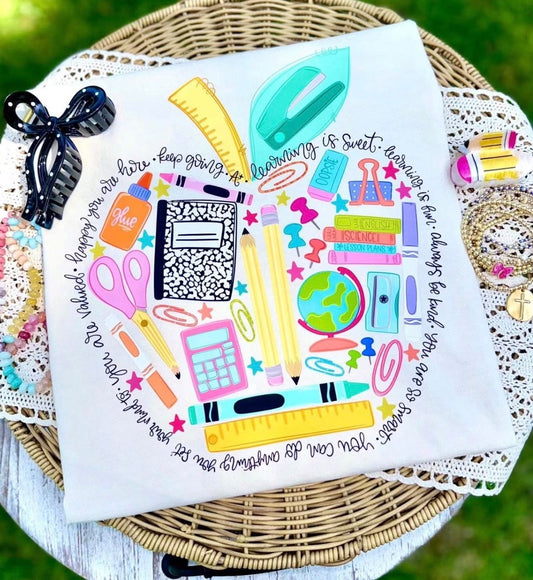 School Supply Affirmation Apple DTF Transfer