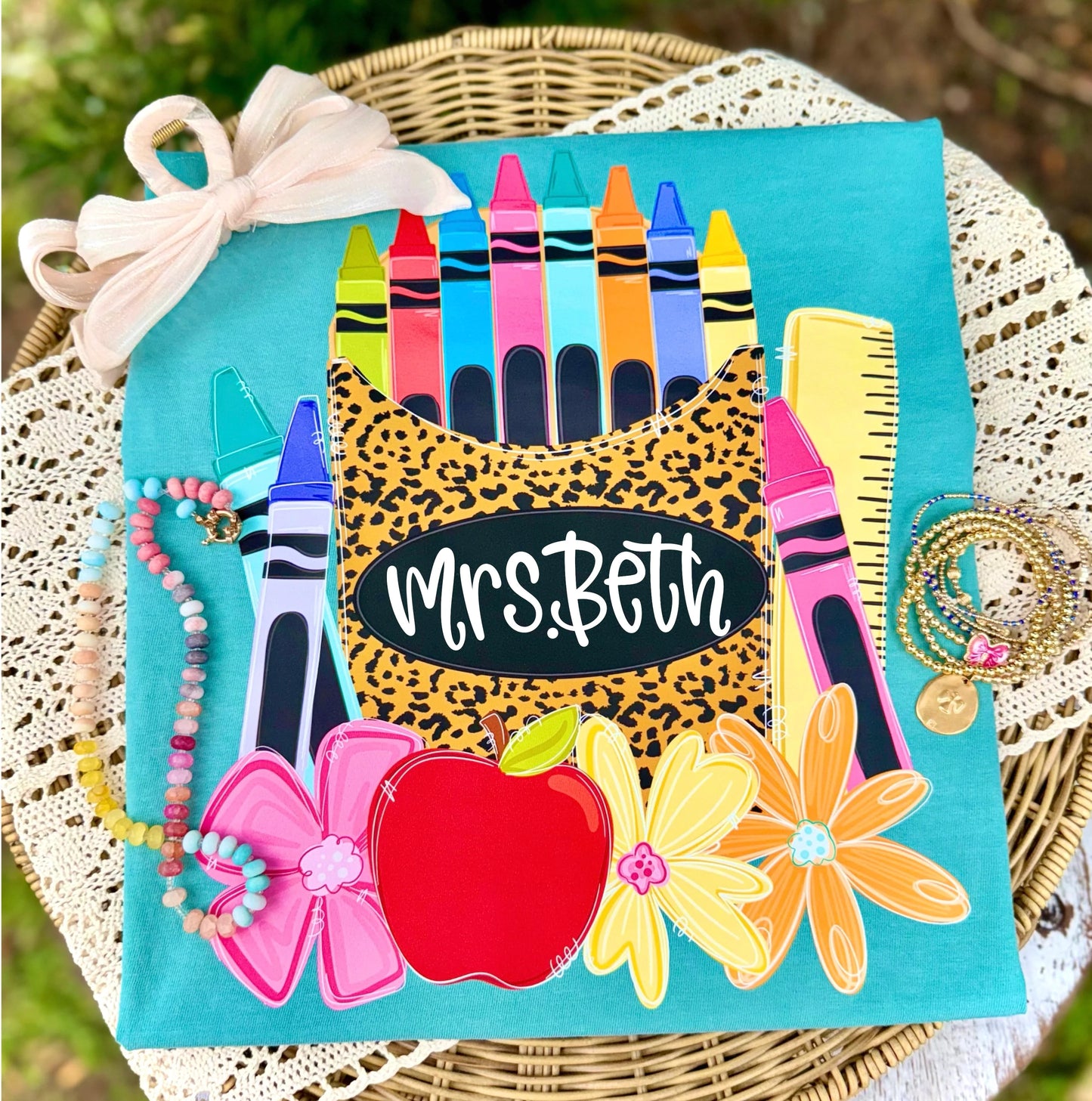 Leopard Crayon Nameplate DTF Transfer