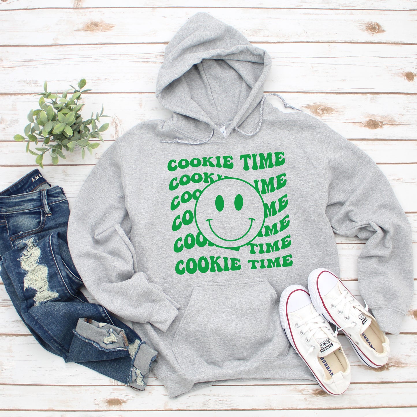 Cookie Time Stacked With Smilie Face DTF Print