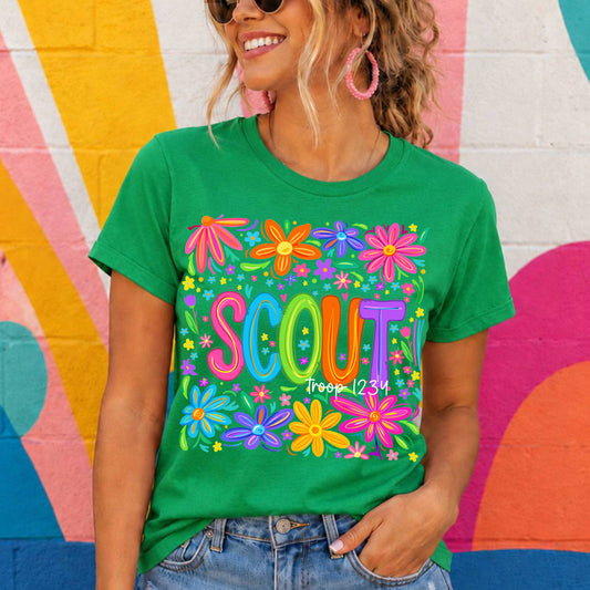 Bright Floral Scout Troop DTF Print