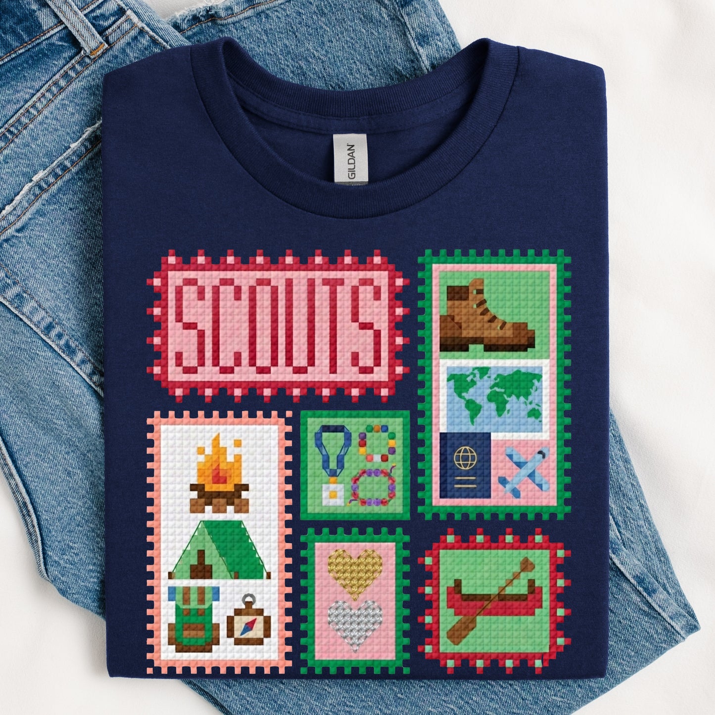 Cross Stitch Graphic DTF Print