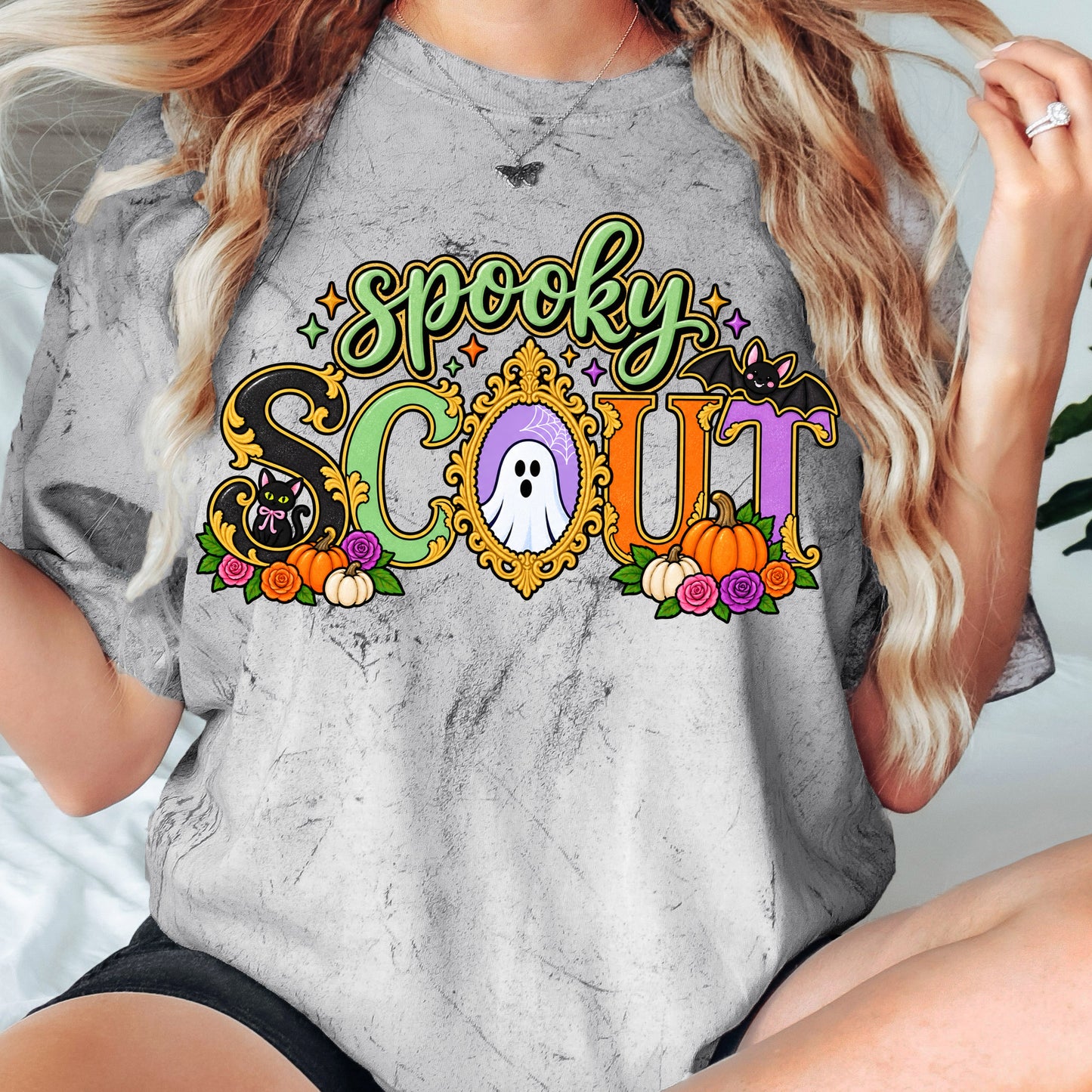 Spooky Scout With Ghost Frame DTF Print Transfer