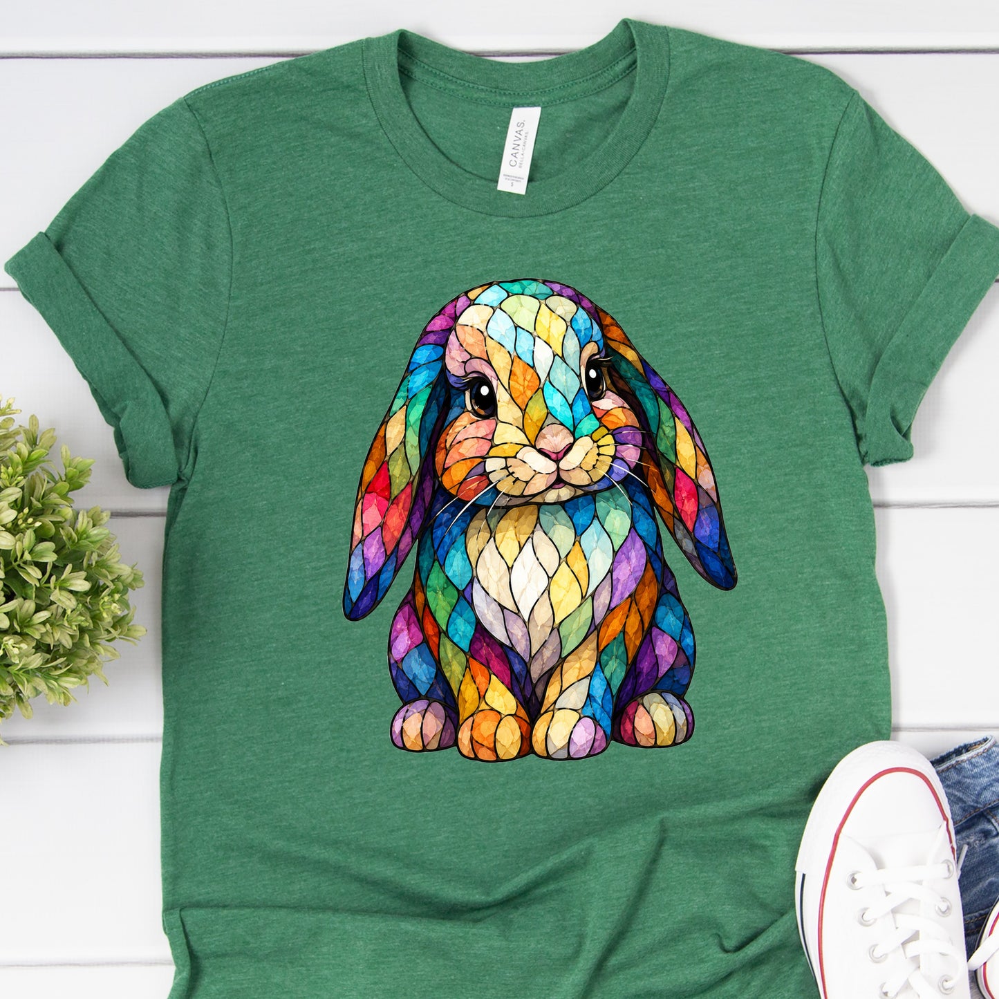 Stained Glass Bunny DTF Transfer