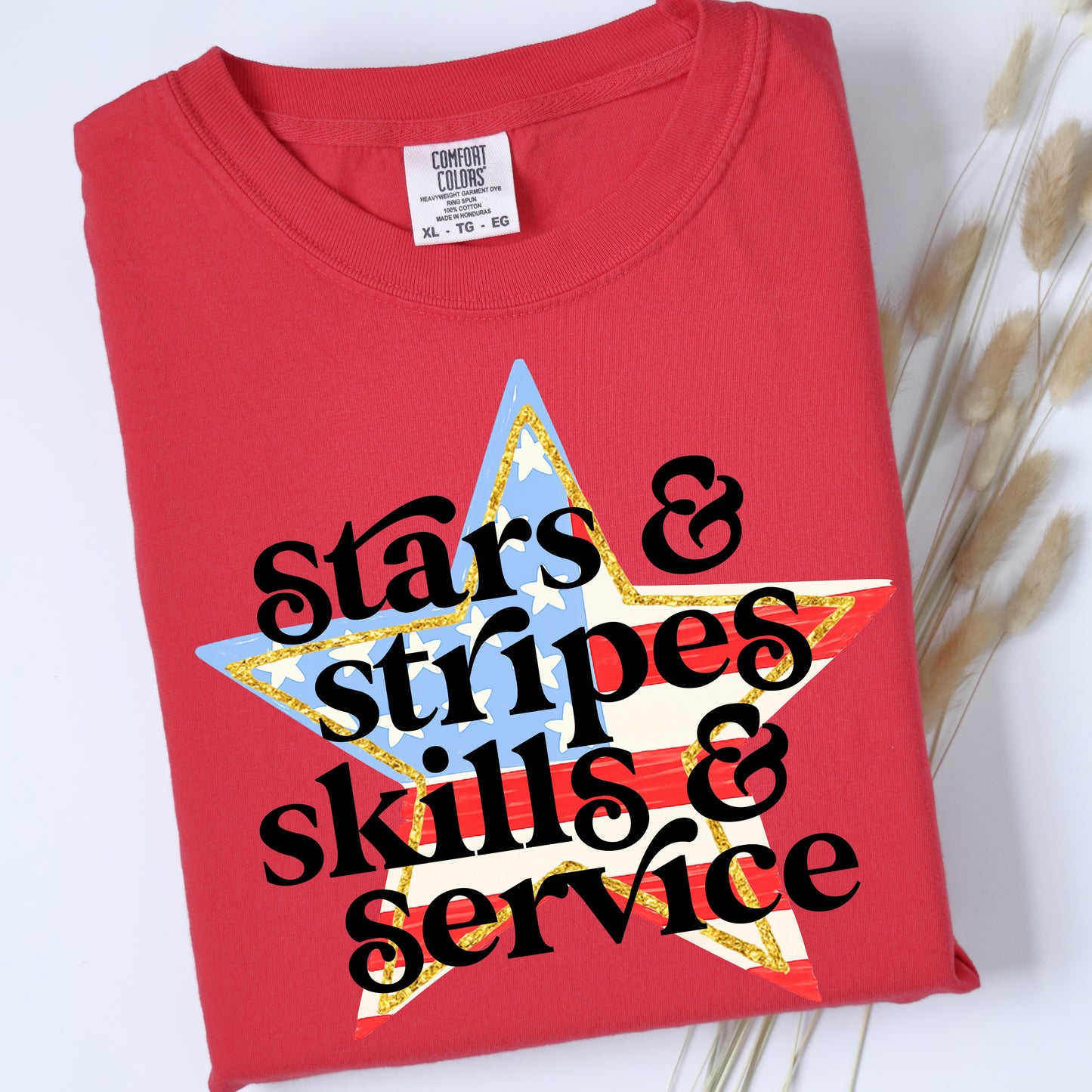 Stars & Stripes, Skills & Service DTF Print