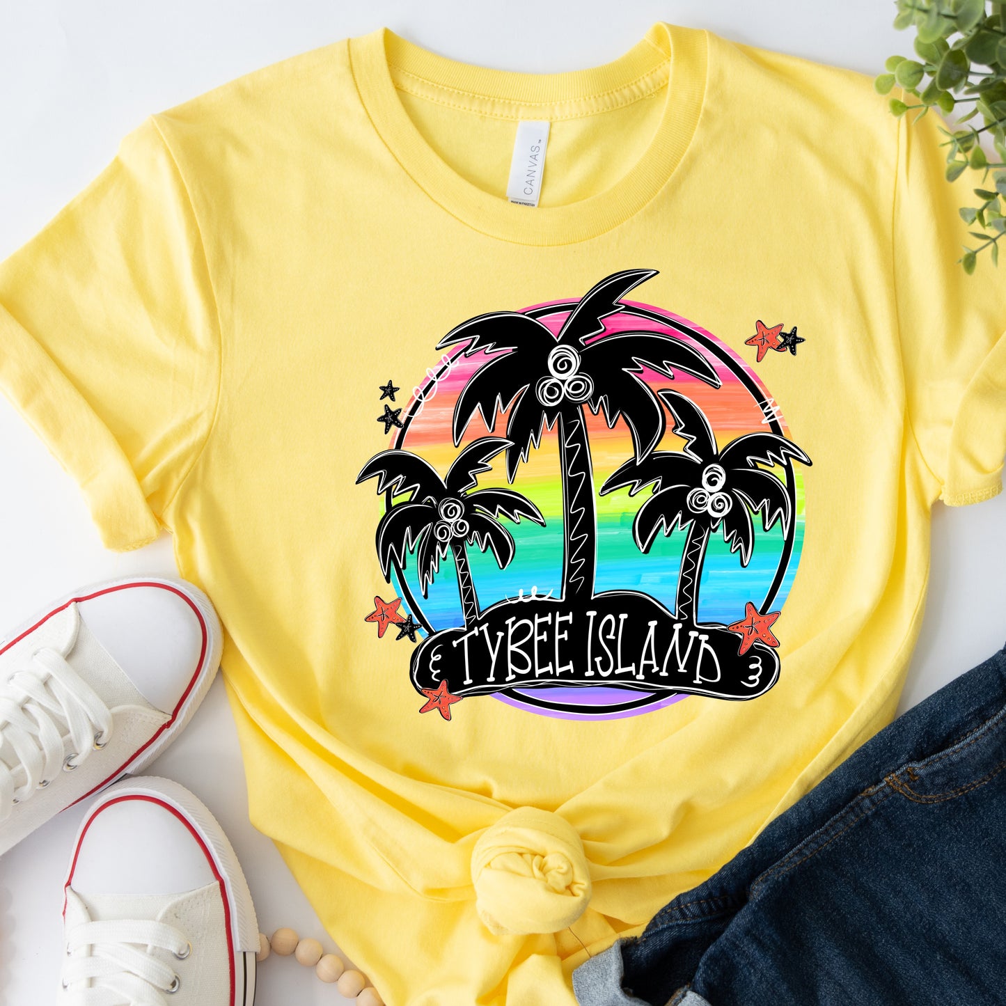 Tybee Island Rainbow Circle DTF Transfer