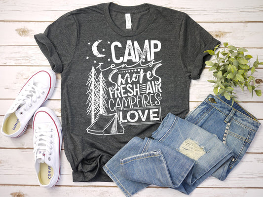 Camp Tents Smores Screen Print Transfer