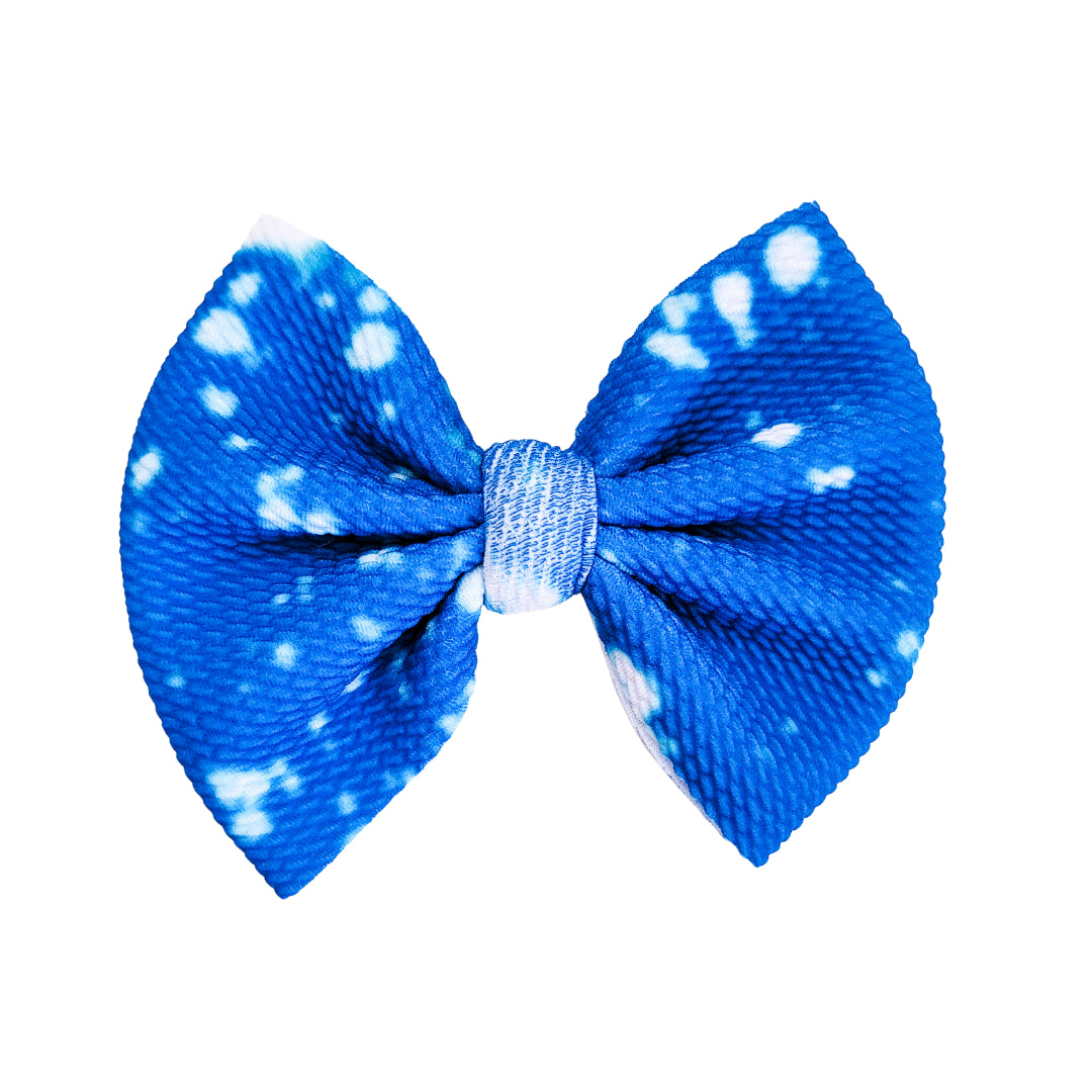 Hair Bow - Blue Acid Wash