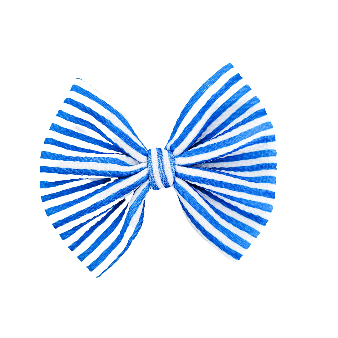 Hair Bow - Blue Stripes