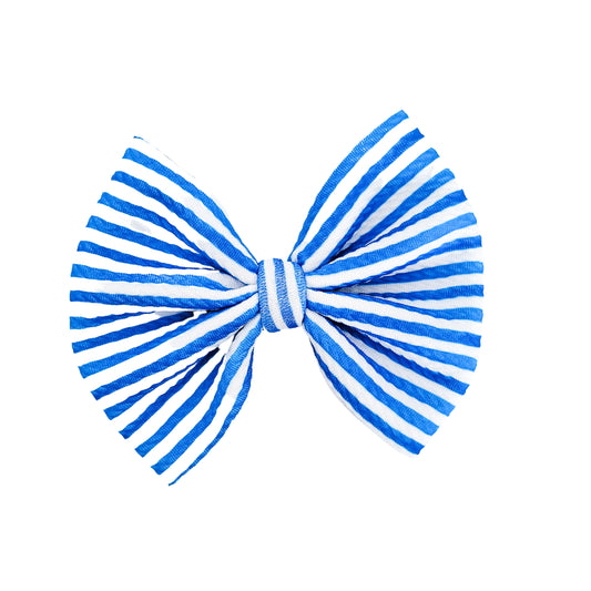 Hair Bow - Blue Stripes