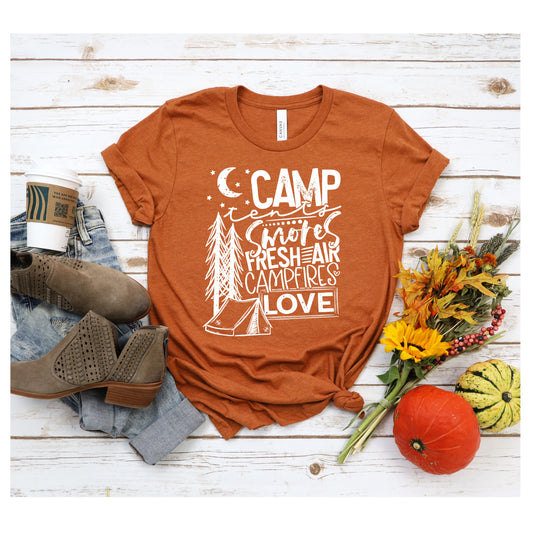 Camp Tents Smores Fresh Air Campfires Love Troop Shirt