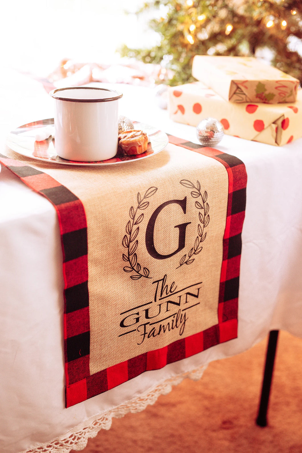 Personalized Reversible Buffalo Plaid Table Runner