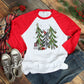 Raglan Christmas Three Tree Shirt