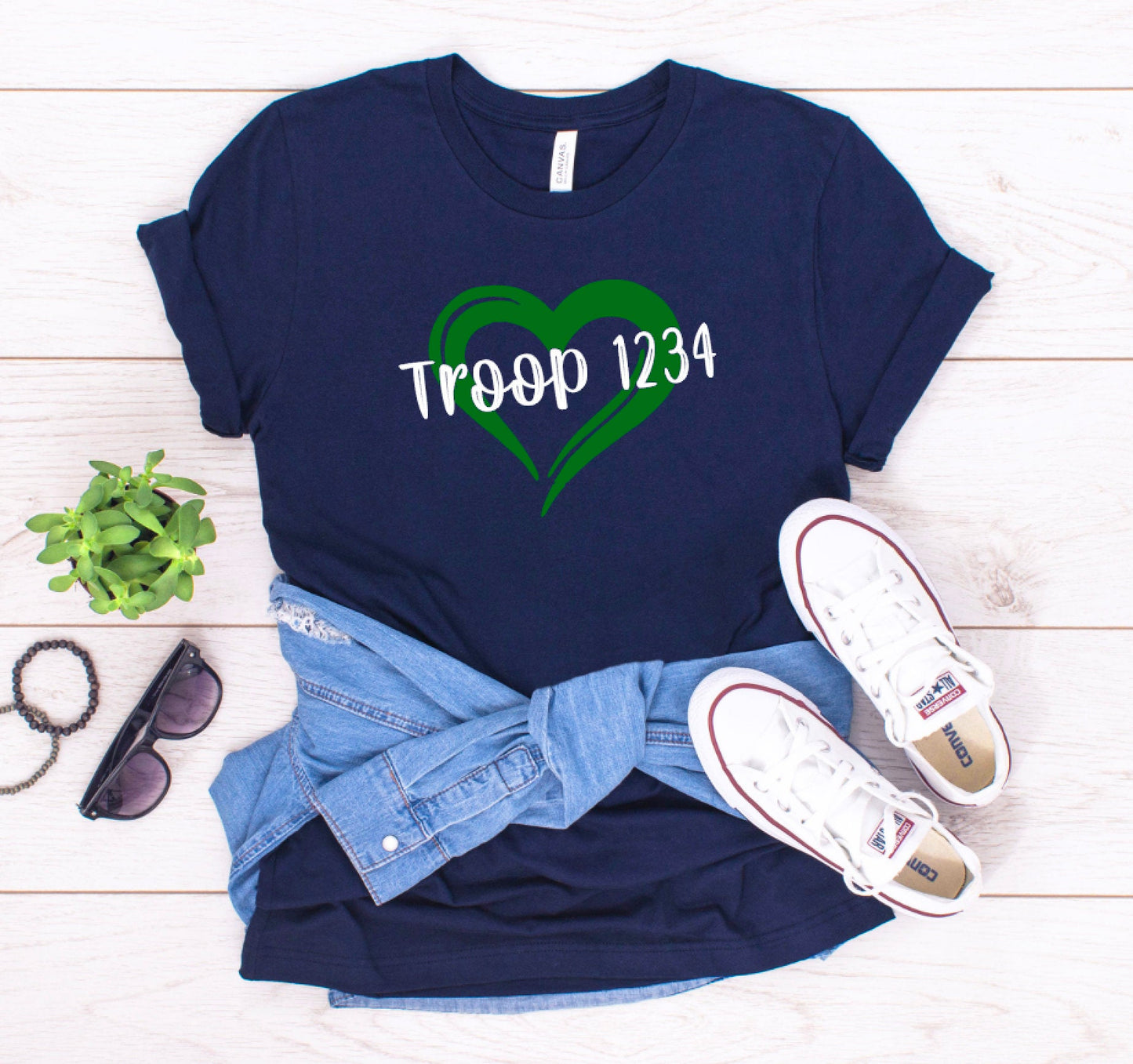 Heart With Troop Number Scout Troop Shirt