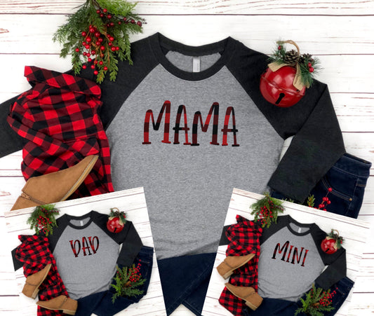 Buffalo Plaid Coordinating Family Christmas Raglan Shirts / Buffalo Plaid Family Shirts / Raglan Family Shirts / Family Christmas Shirts