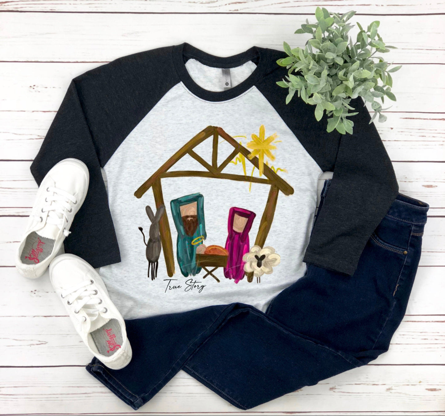 True Story Nativity Raglan Shirt / True Story Christmas Raglan Shirt / Christmas Raglan Shirt / Christmas T-shirt