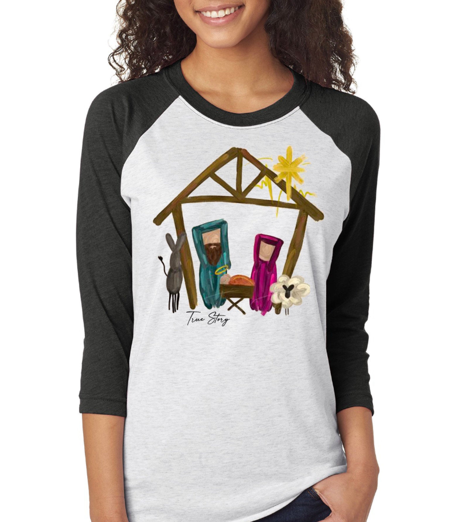 True Story Nativity Raglan Shirt / True Story Christmas Raglan Shirt / Christmas Raglan Shirt / Christmas T-shirt