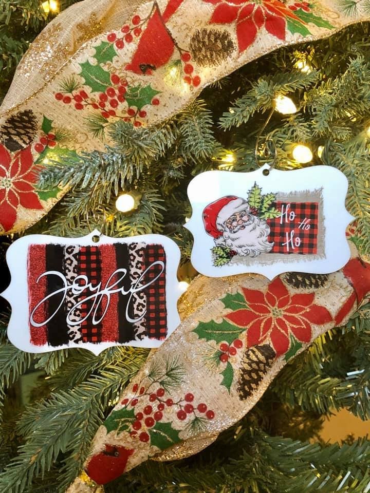 Joyful ornament / Joyful buffalo plaid ornament / ceramic ornament / Christmas ornament / Christmas decor