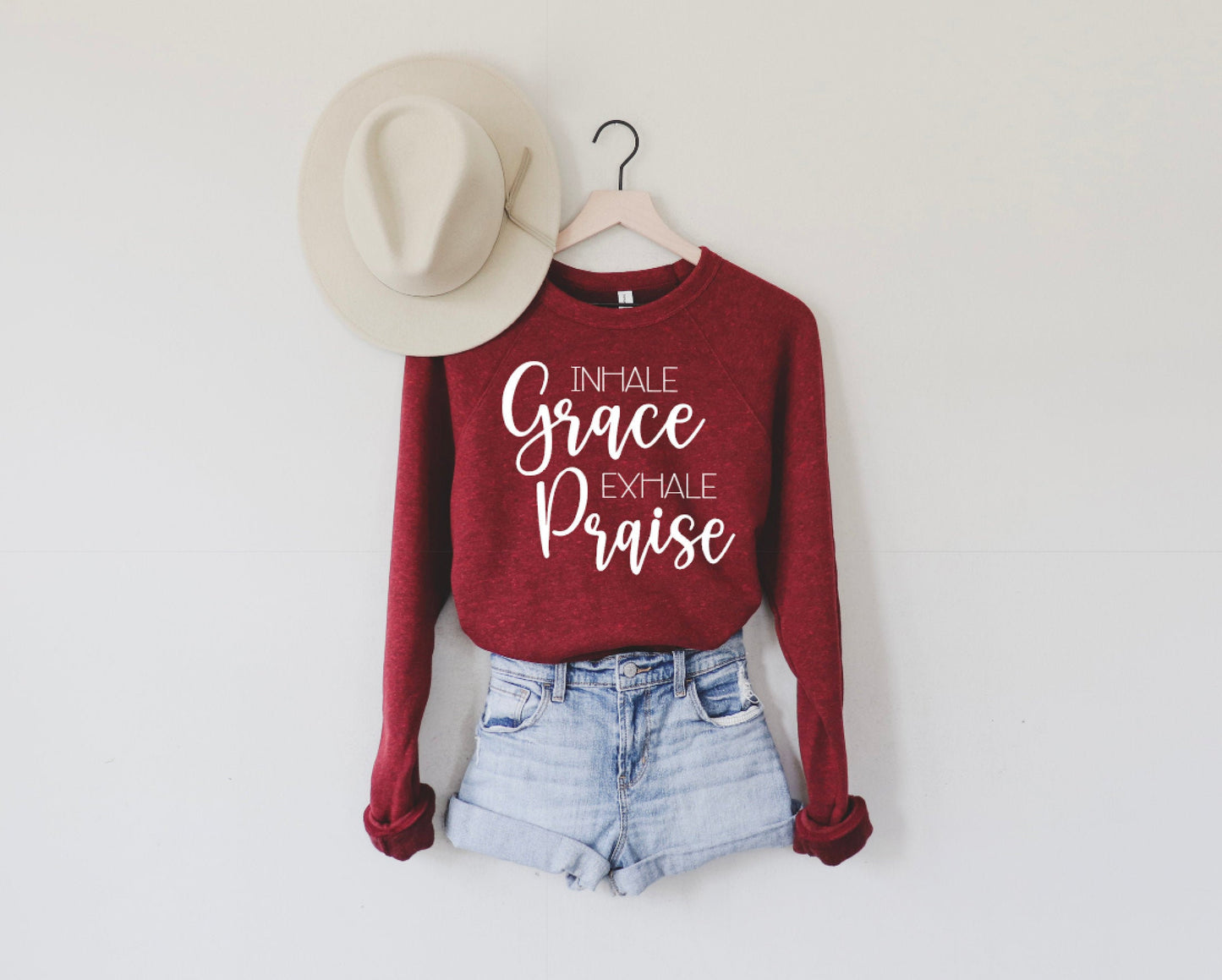 Inhale Praise Exhale Grace Sweatshirt / Christian Sweatshirt / Gift For Her / Gift For Mom / Gift For Daughter / Winter Clothing /