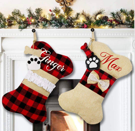 Personalized Buffalo Plaid Pet Stockings / Stocking for Dogs / Stocking For Pets / Personalized Dog Stocking / Buffalo Plaid Pet Stocking