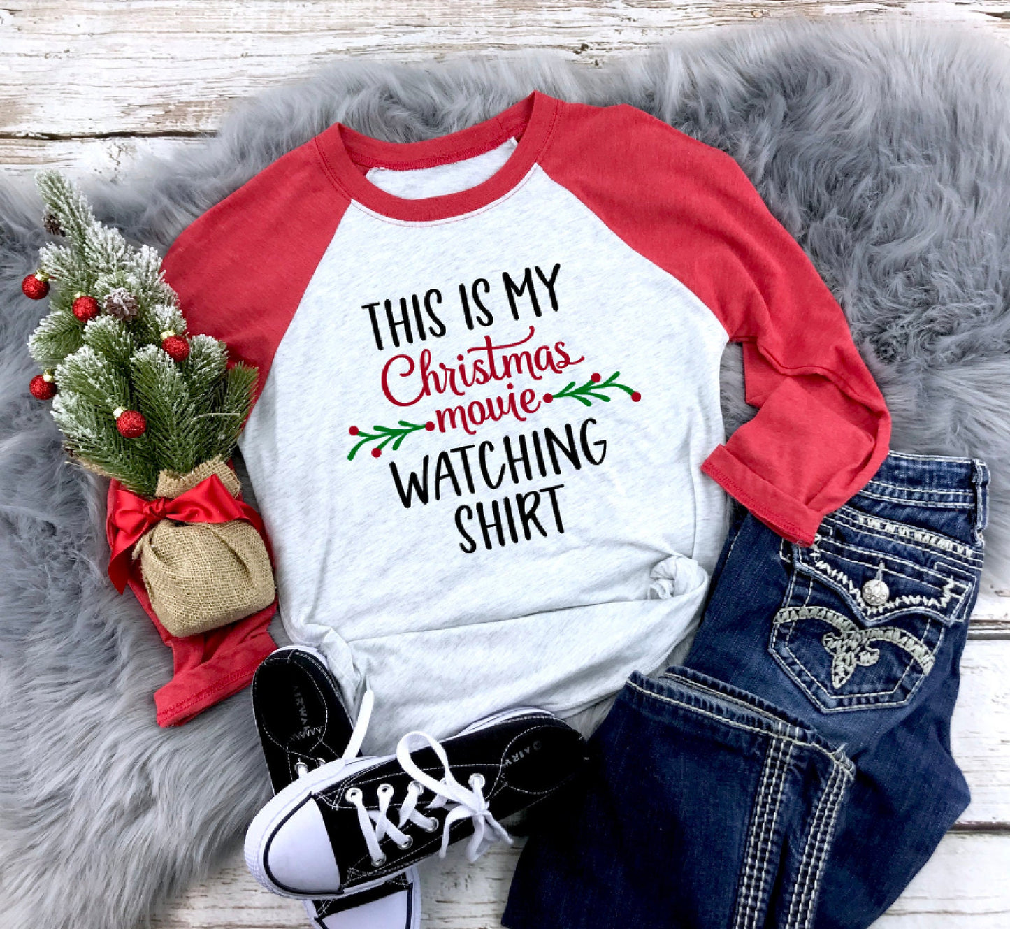 This Is My Christmas Movie Watching Raglan Shirt / Christmas Movie Shirt / Christmas Shirt / Christmas Raglan