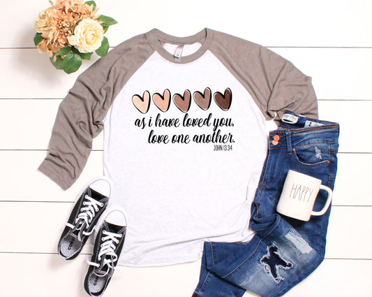 Love One Another Raglan Shirt / John 13:34 Raglan Shirt / Christian Raglan Shirt / Love Each Other T-shirt