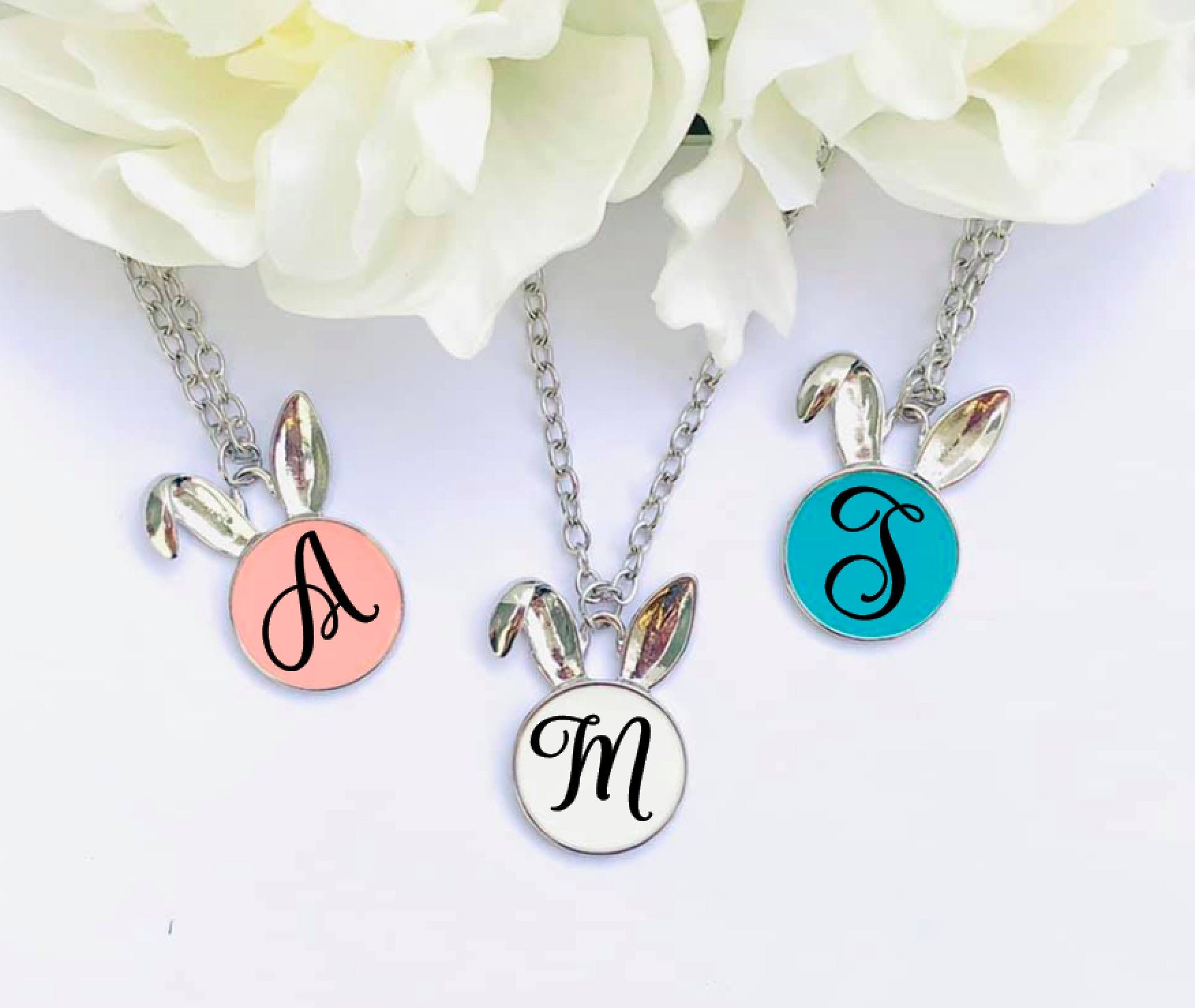 Easter Necklace / Monogramed Easter Necklace / Bunny Necklace / Easter Basket Stuffer / Easter Gift / Bunny Necklace / Gift For Easter