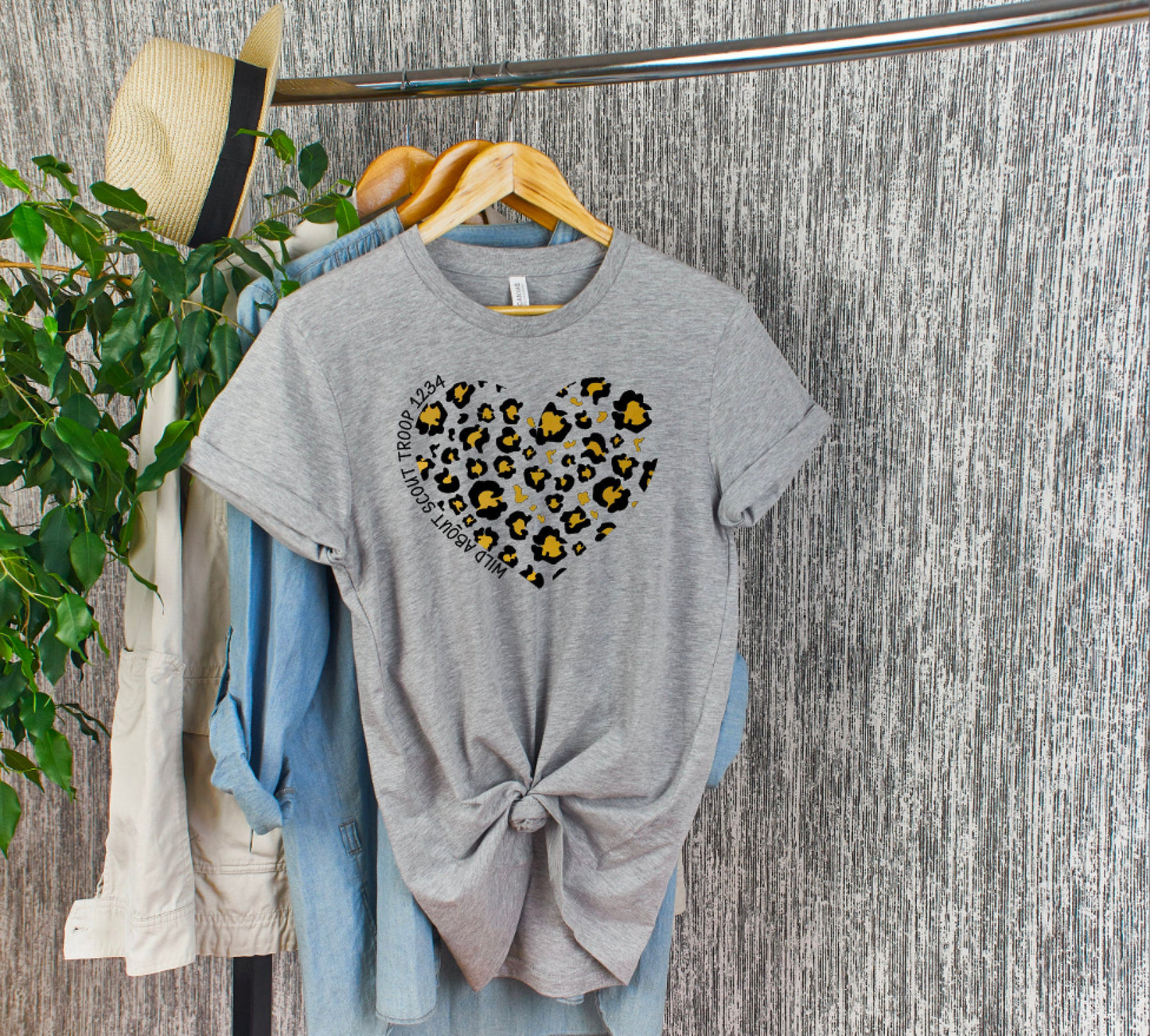 Wild About Scout Troop Shirt / Leopard Print Troop Shirt / Leopard Print Heart Shirt / Scout Troop Shirt