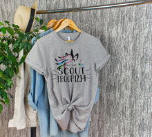 Load image into Gallery viewer, Unicorn Scout Troop Shirt / Unicorn Crest Troop Shirt / Unicorn Troop Shirt / Scout Troop Shirt / Unicorn Shirt
