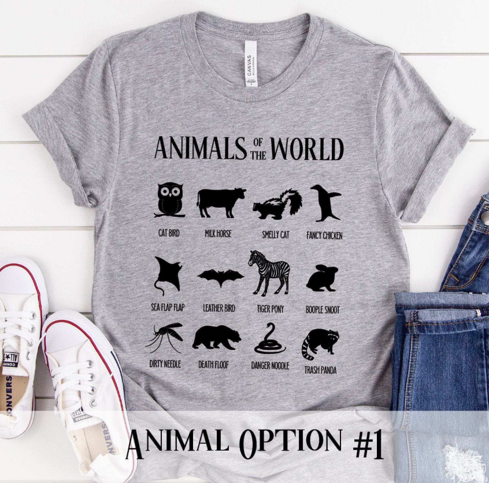 Animals Of The World Shirt / Funny Animal Names Shirt / Joke Shirt / White Elephant Gift / Funny Shirt