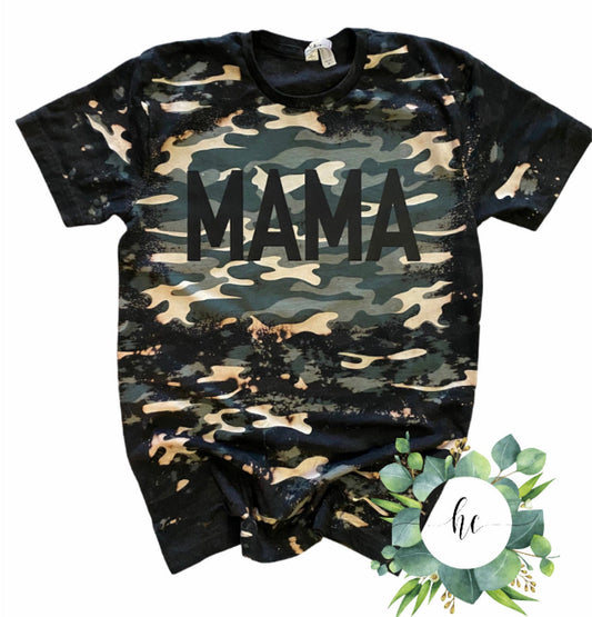 MAMA Camo Bleached Shirt / MAM Camo Shirt / Mama Bleached Shirt  / Bleached T-shirt / Camo Bleached Shirt