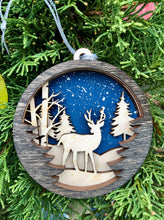 Load image into Gallery viewer, 3D Woodland Scene Ornament / Christmas Ornament / Wooden Ornament / Woodland Ornament / Deer Ornament / 3D Ornament
