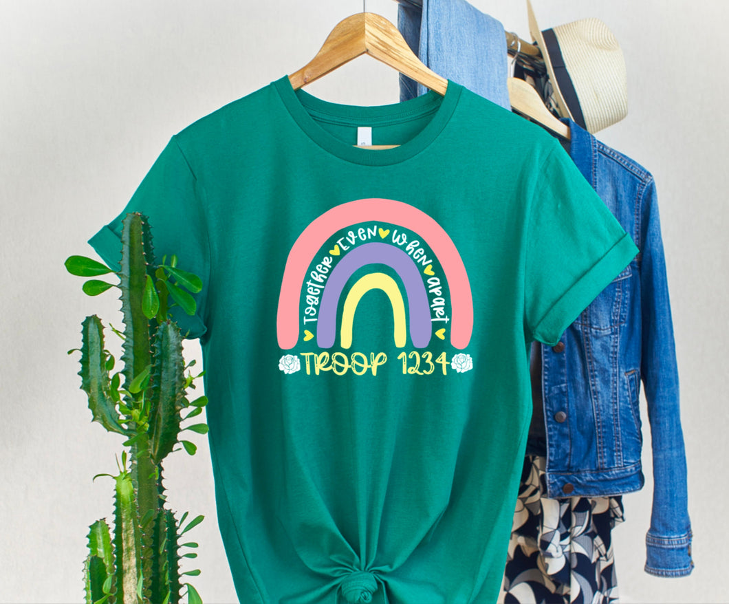 Rainbow Troop Shirt - Together Even When We're Apart - White Rose Crest Version