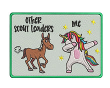 Load image into Gallery viewer, Awesome Scout Leader Fun Patch / Dabbing Unicorn Fun Patch / Scout Leader Patch / Embroidered Fun Patch / Scout Fun Patch
