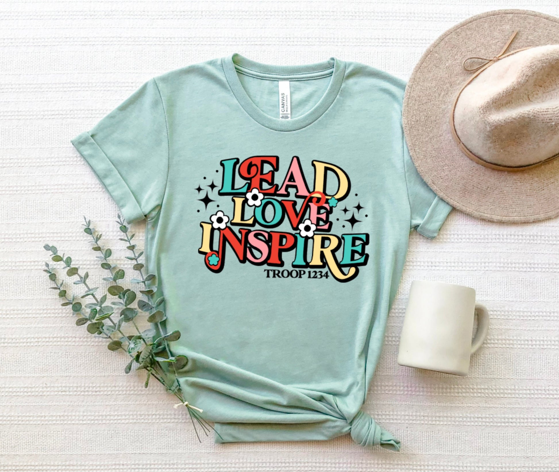 Lead Love Inspire Shirt / Retro Scout Leader Troop Shirt / Vintage Feel Scout Leader Troop Shirt / Scout Troop Shirt