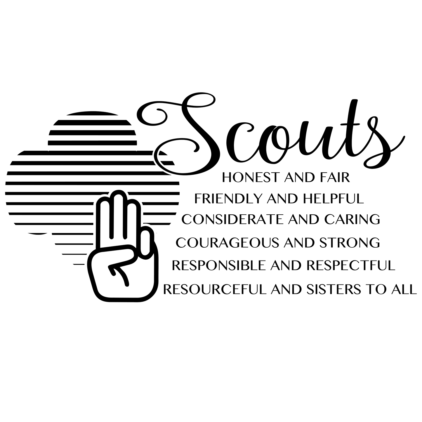 Scout Law And Hand Sign Screen Print Transfer Ready To Press / Scout Law And Hand Sign Troop Screenprint Ready To Press